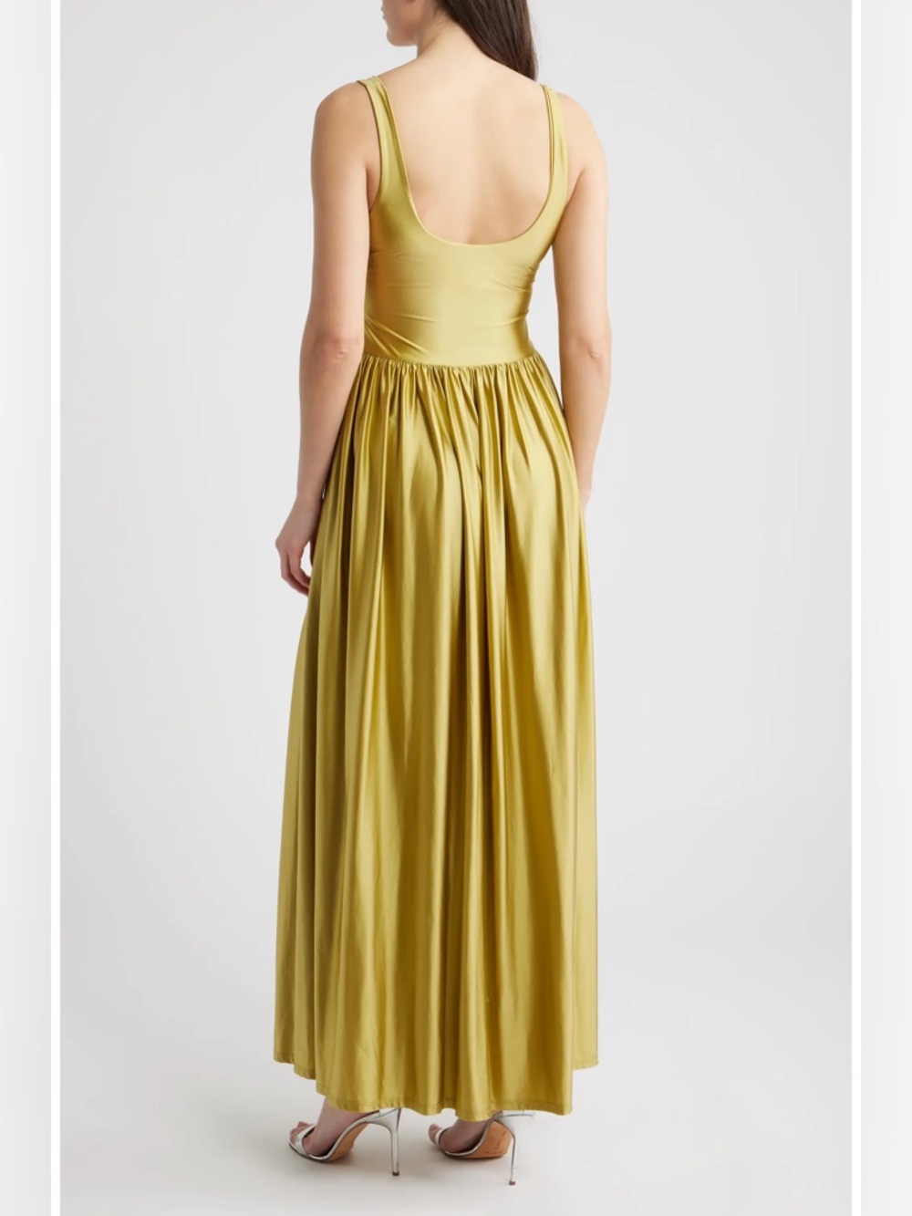 Delfi Collective Olive green Oriana satin basque waist maxi dress - Picture 2 of 10